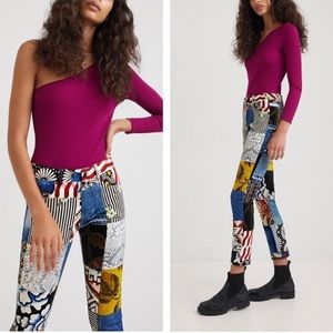 Desigual Alejandria Patchwork Y2K Vintage Slim Crop Denim Pants Size EU 36